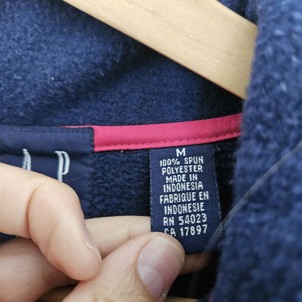 Vintage 90s GAP Arctic Light Fleece Medium 1/4 Zip Oversized Pullover Navy Pink - Picture 6 of 7